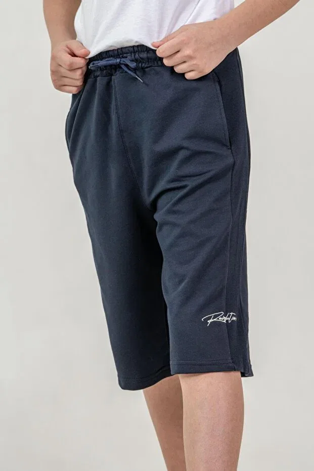 Детские шорты для мальчиков с вышивкой Mışıl Kids, Navy Blue — фото 4