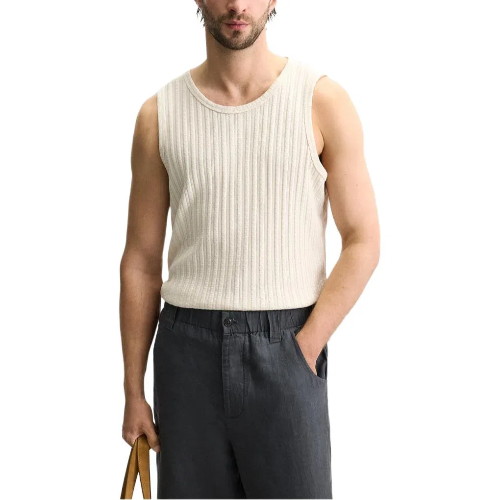 Мужская майка с круглым вырезом, белая, ZARA, Raw White — фото 4