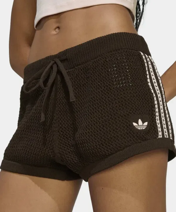 Шорты вязаные укороченные, с кружевным узором, Adidas, аура кофе — фото 3