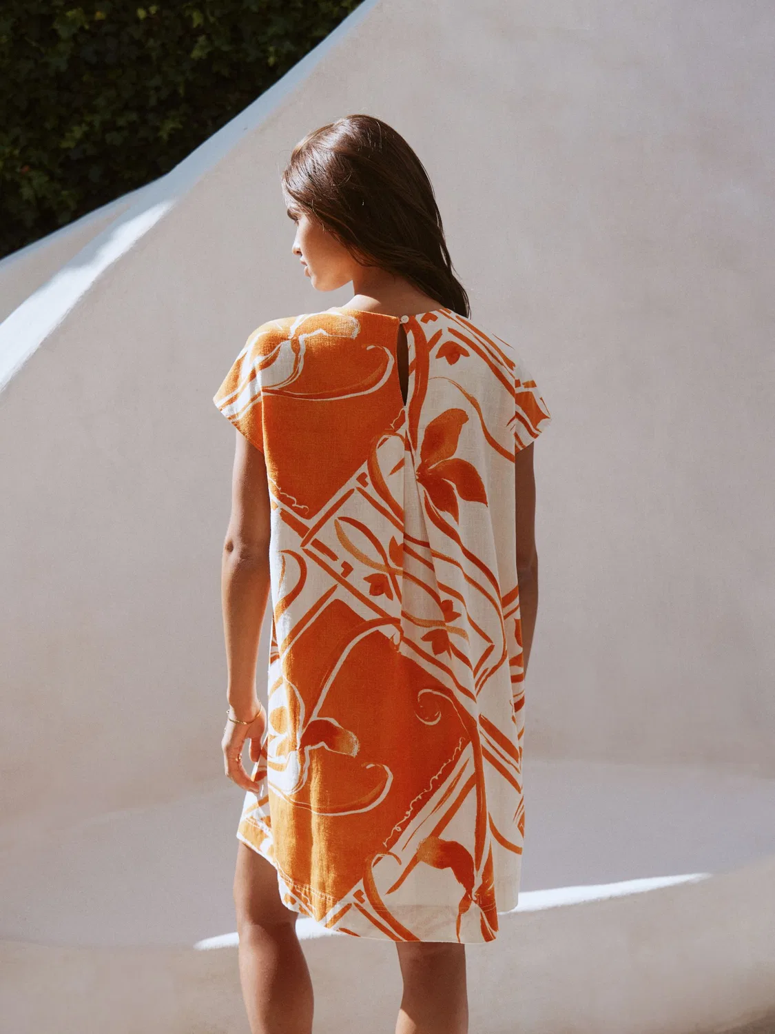 Платье-кафтан мини с принтом, Orange Tile Print Next, Оранжевый — фото 3
