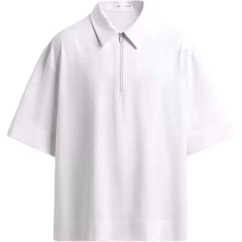 Мужское поло с воротником, прямой крой, ZARA, White