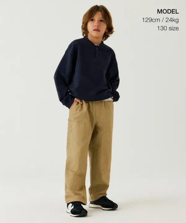 Штаны карго двойной нити на резинке, Musinsa Standard Kids, бежевый — фото 2