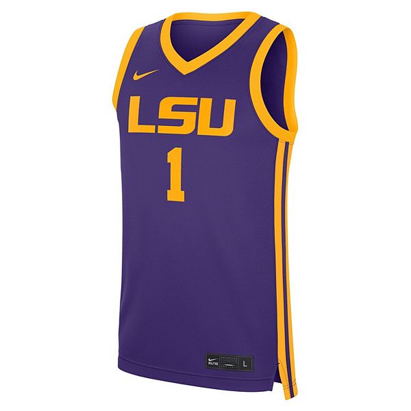 Мужская реплика футболки LSU Tigers #1 в фиолетовом цвете Nike — фото 3