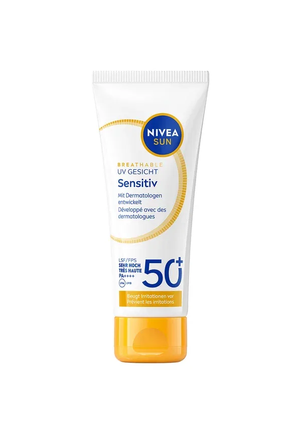Крем для лица солнцезащитный Breathable UV Face Sensitive SPF 50+, Nivea, 40 мл, прозрачный
