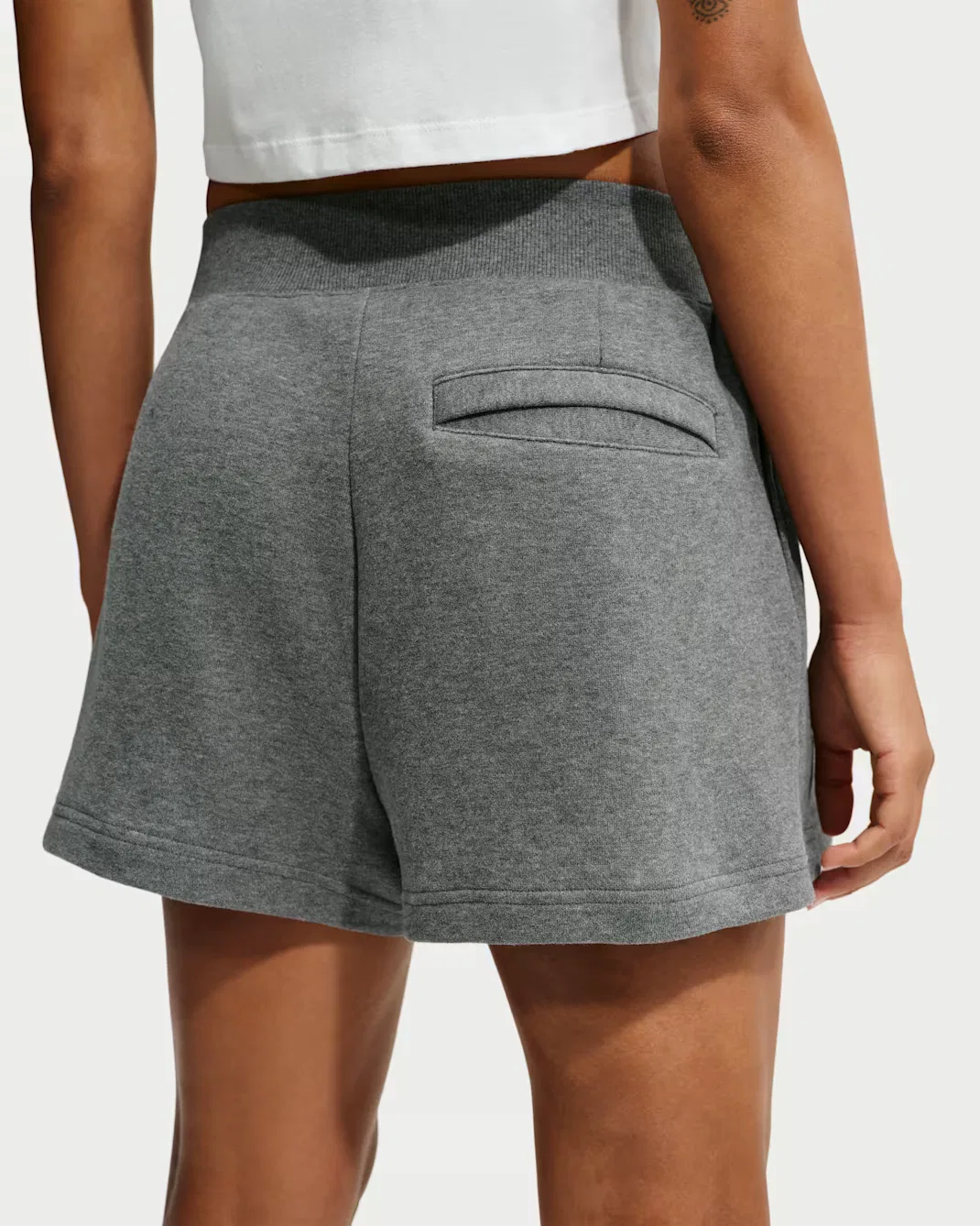 Женские плиссированные шорты с высокой посадкой Nike Studio Fleece Lightweight "French Terry", Charcoal Heather/Sail — фото 3