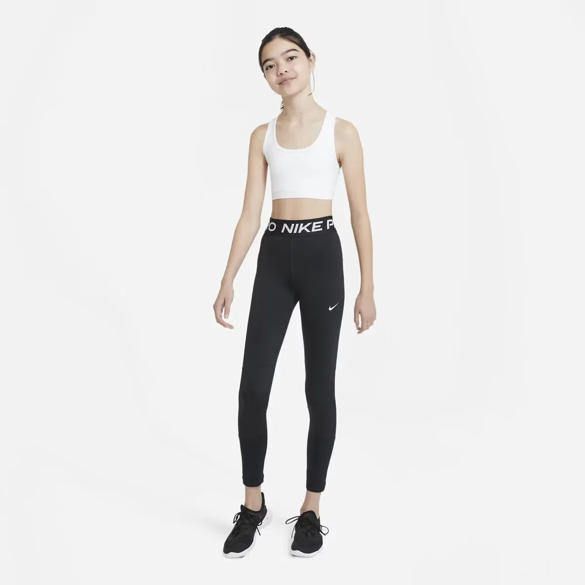 Детские леггинсы для девочек с длиной до щиколотки Nike Pro Dri-FIT, Negro — фото 4