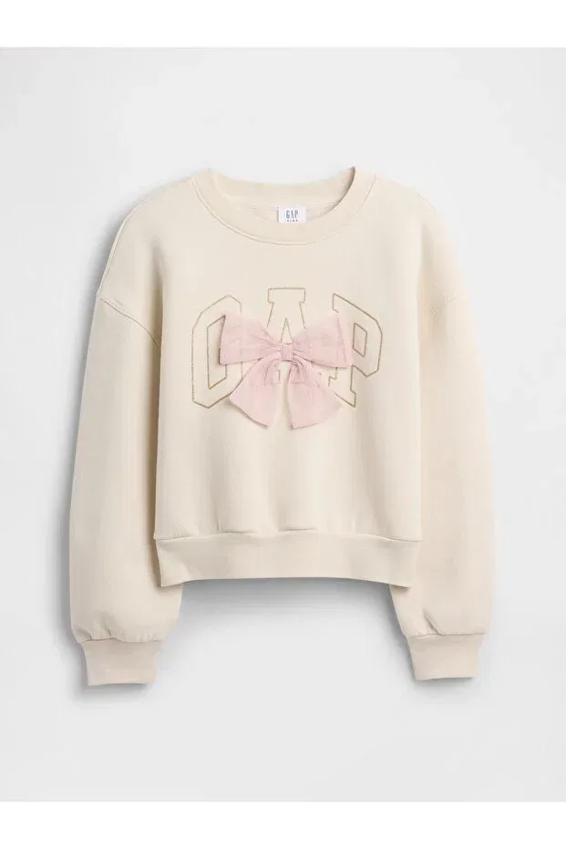 Детские свитшот для девочек оверсайз с графическим принтом Gap, Off White