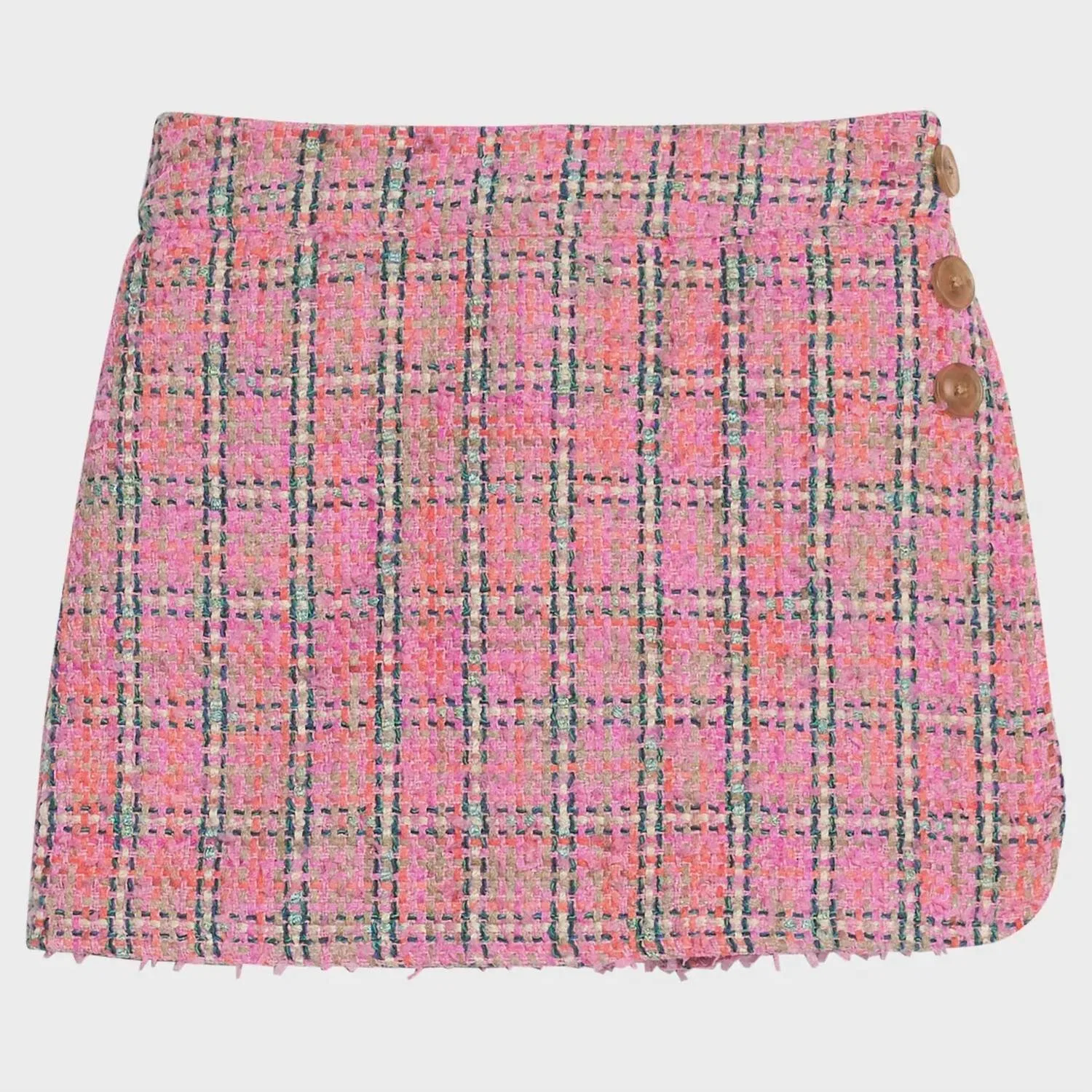 Детская юбка-шорты в клетку с принтом Palermo Plaid Bisby, розовый — фото 2