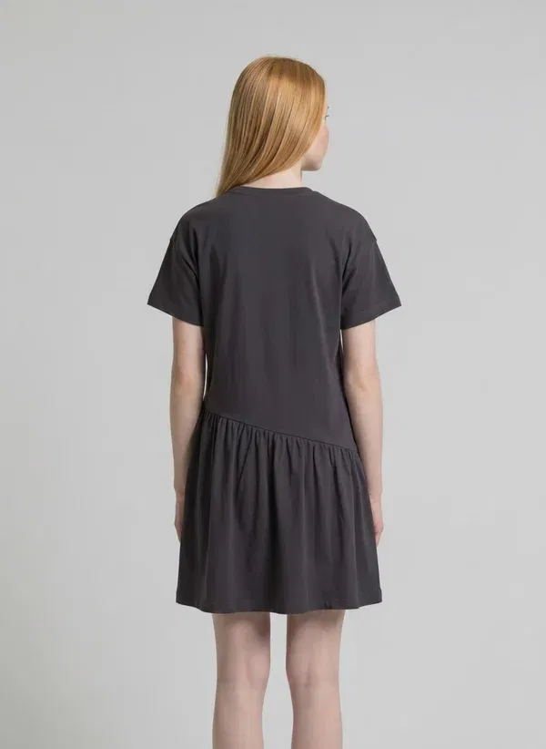 Платье хлопковое Mini-kleid Mit Print Tom Tailor, coal grey, серый — фото 3