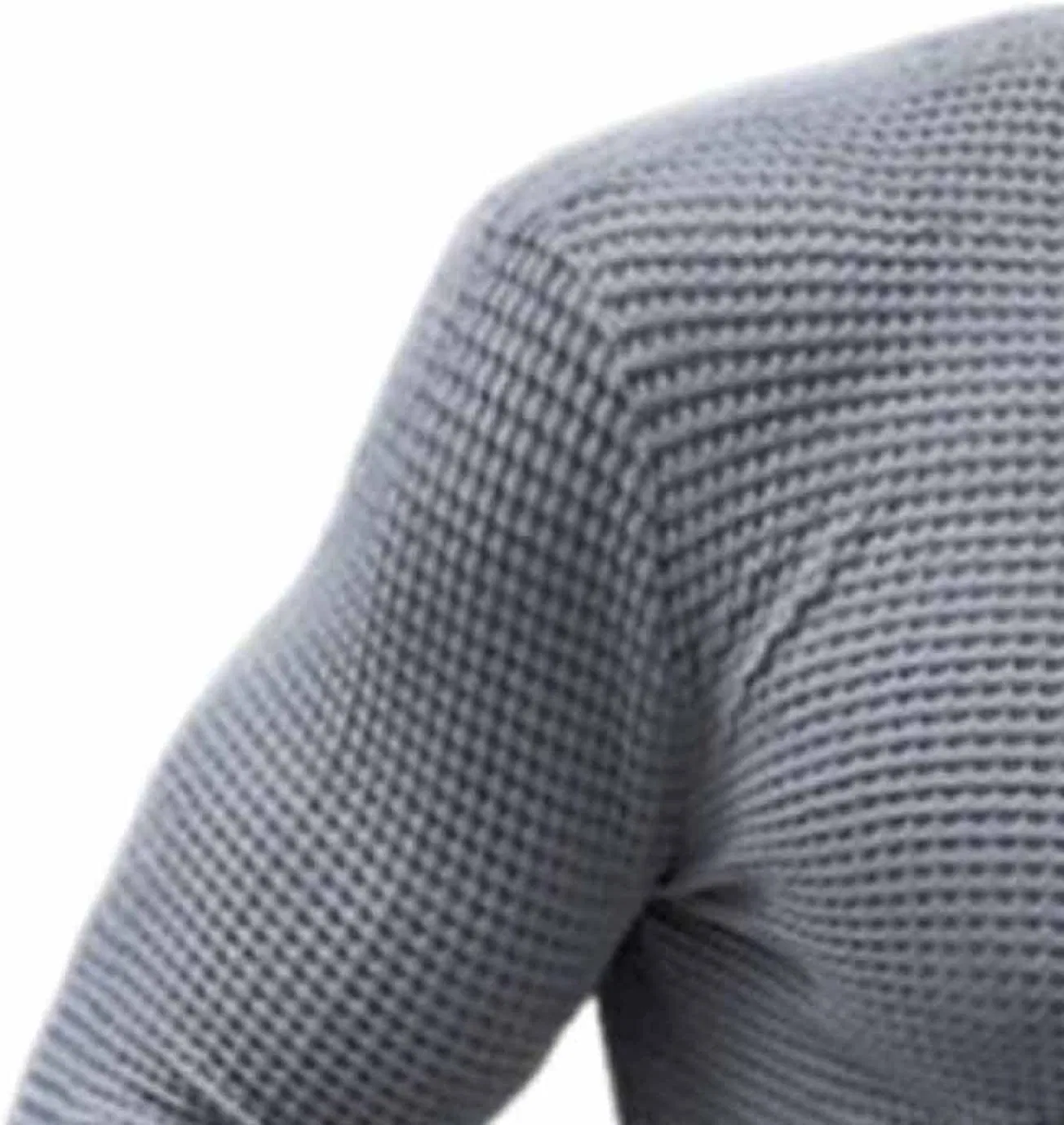 Мужская футболка с вязаным узором вафель, Long Sleeve Shirt for Men, Gray — фото 4
