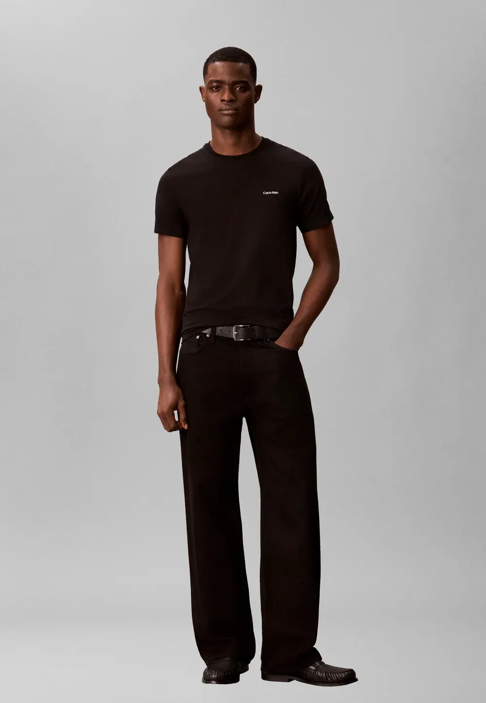 Облегающая эластичная базовая футболка Calvin Klein, Black — фото 2