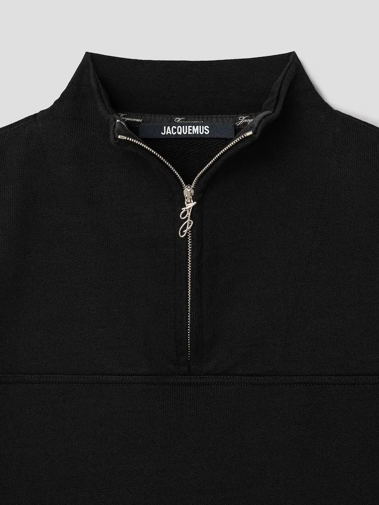 Свитер с четверть-застежкой, оверсайз JACQUEMUS, Black — фото 3