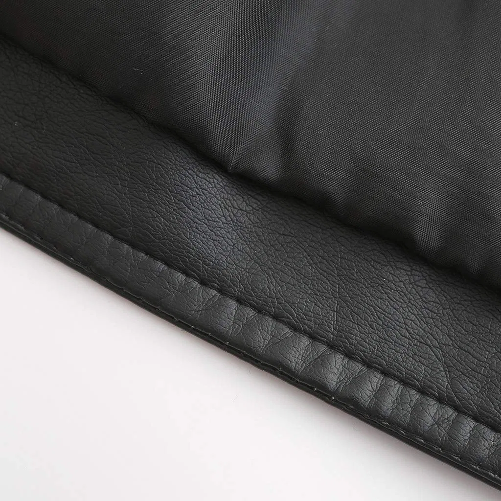 Женская куртка-косуха с воротником-стойкой из экокожи, модель Biker, бренд, Black — фото 4
