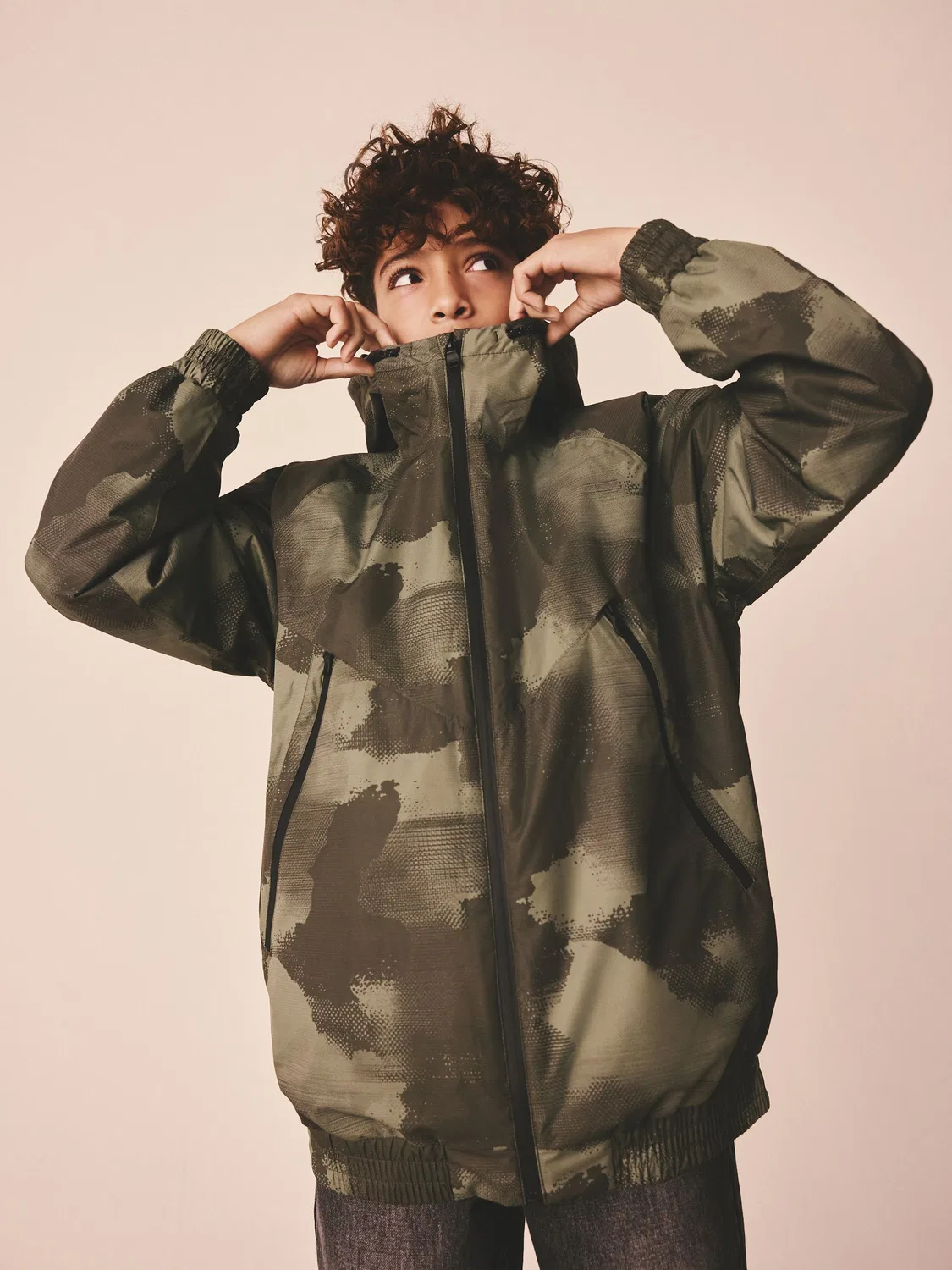Куртка бомбер водонепроницаемая с капюшоном Next, Green Camouflage — фото 3