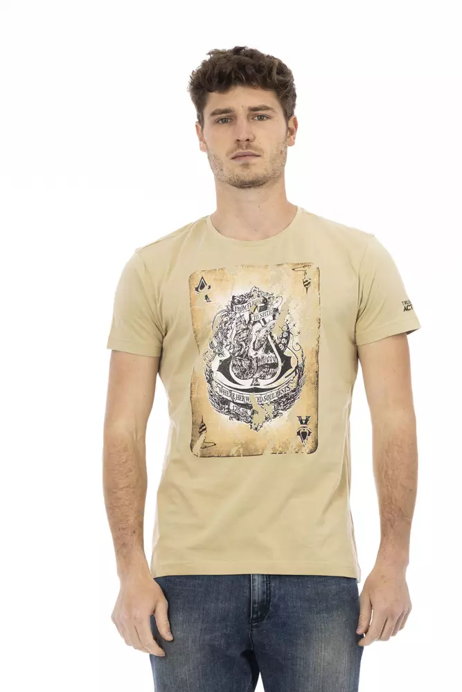 

Бежевая хлопковая мужская футболка Trussardi