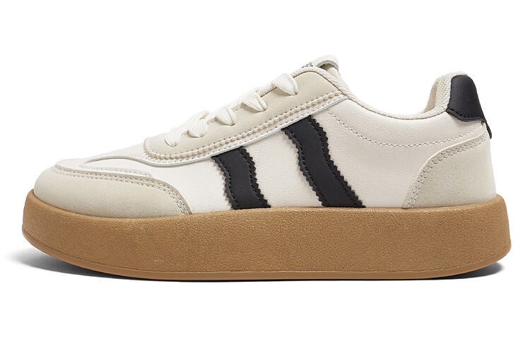 

Кроссовки RENBEN Skateboarding Shoes Women's Low-top Beige/black, бежевый/черный