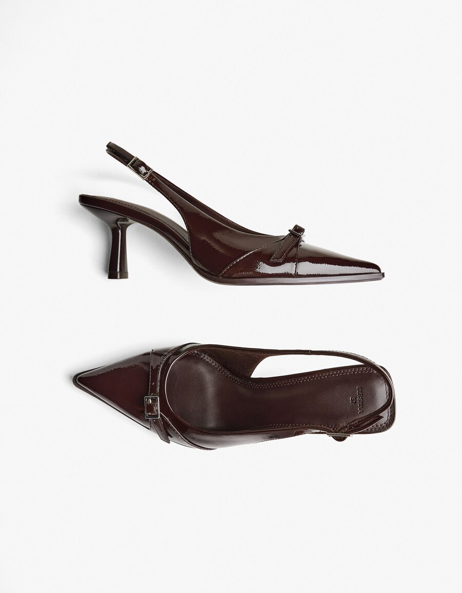 Туфли-лодочки с открытой пяткой Bershka, Wine red — фото 3