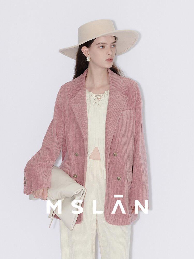 

Вельветовое короткое пальто Mslan для женщин, розовое