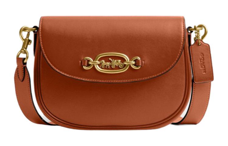 

COACH Кожаная наплечная сумка Харли унисекс малого размера янтарный