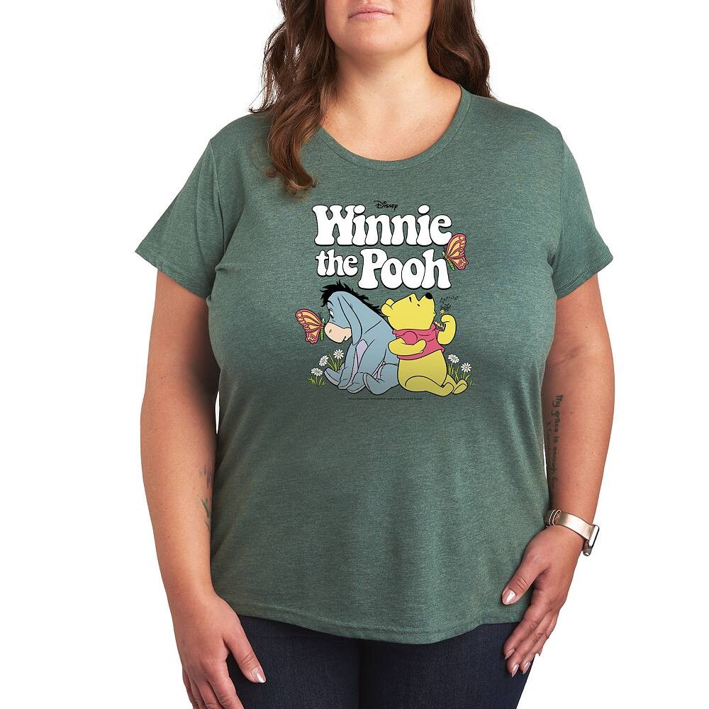 

Футболка Disney's Winnie The Pooh с рисунком «Иа и Пух плюс» в стиле ретро, цвет Heather Green