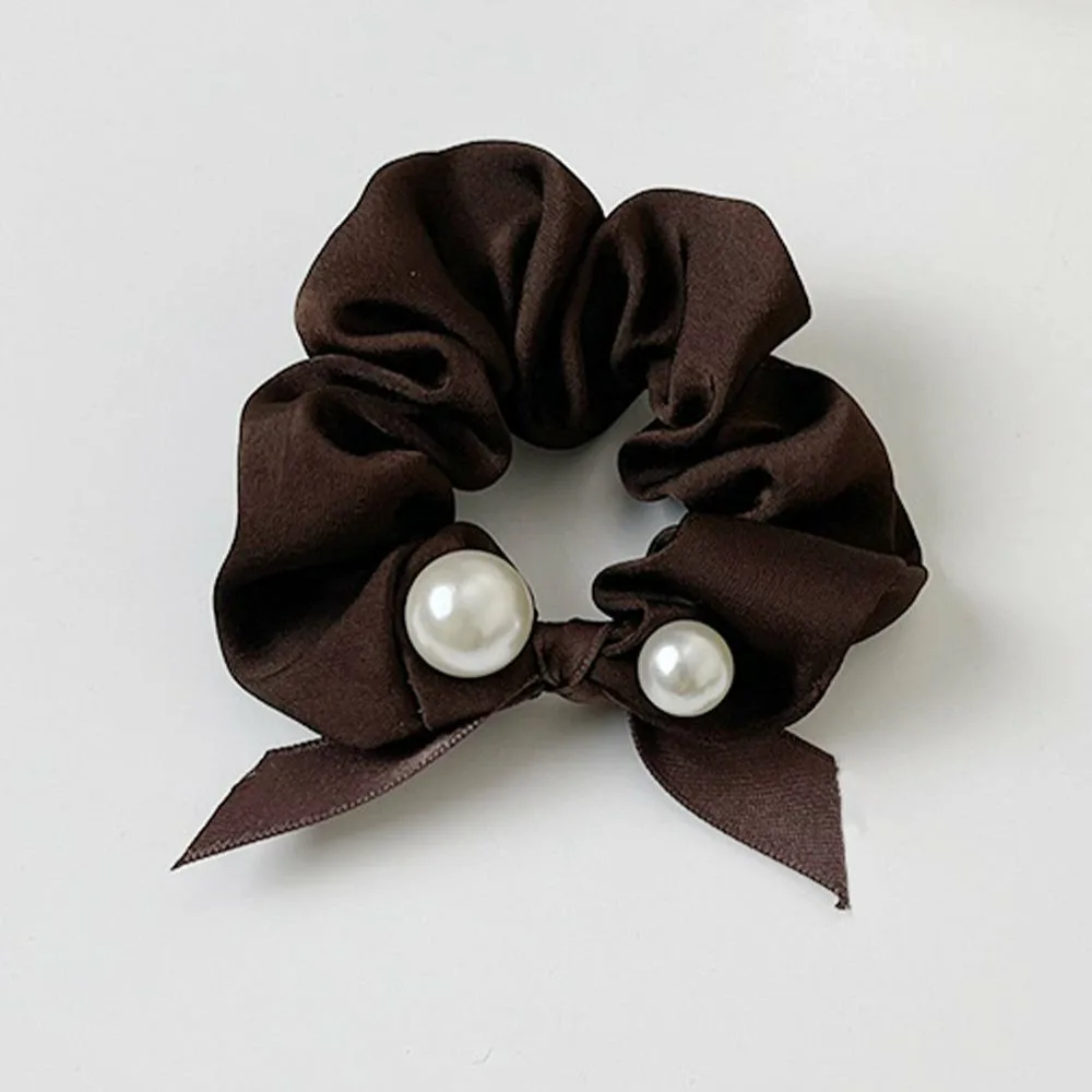 Резинка для волос с жемчугом, корейский аксессуар для волос. Miniministore, brown