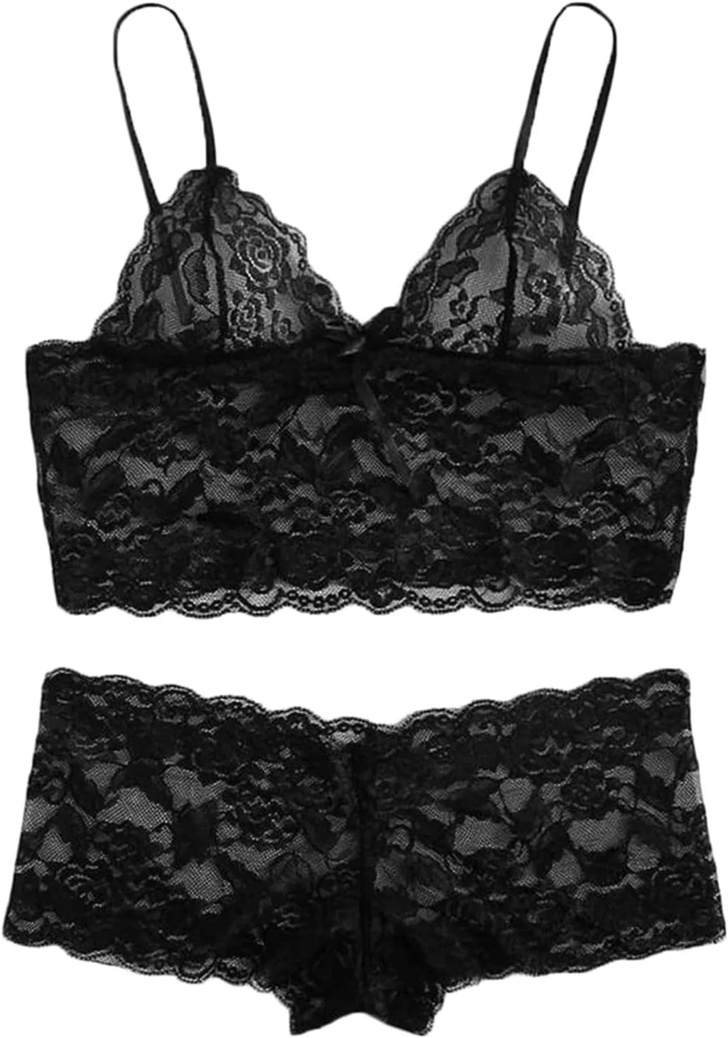 Комплект пижамы кружевной Women's Sexy Nightwear, черный