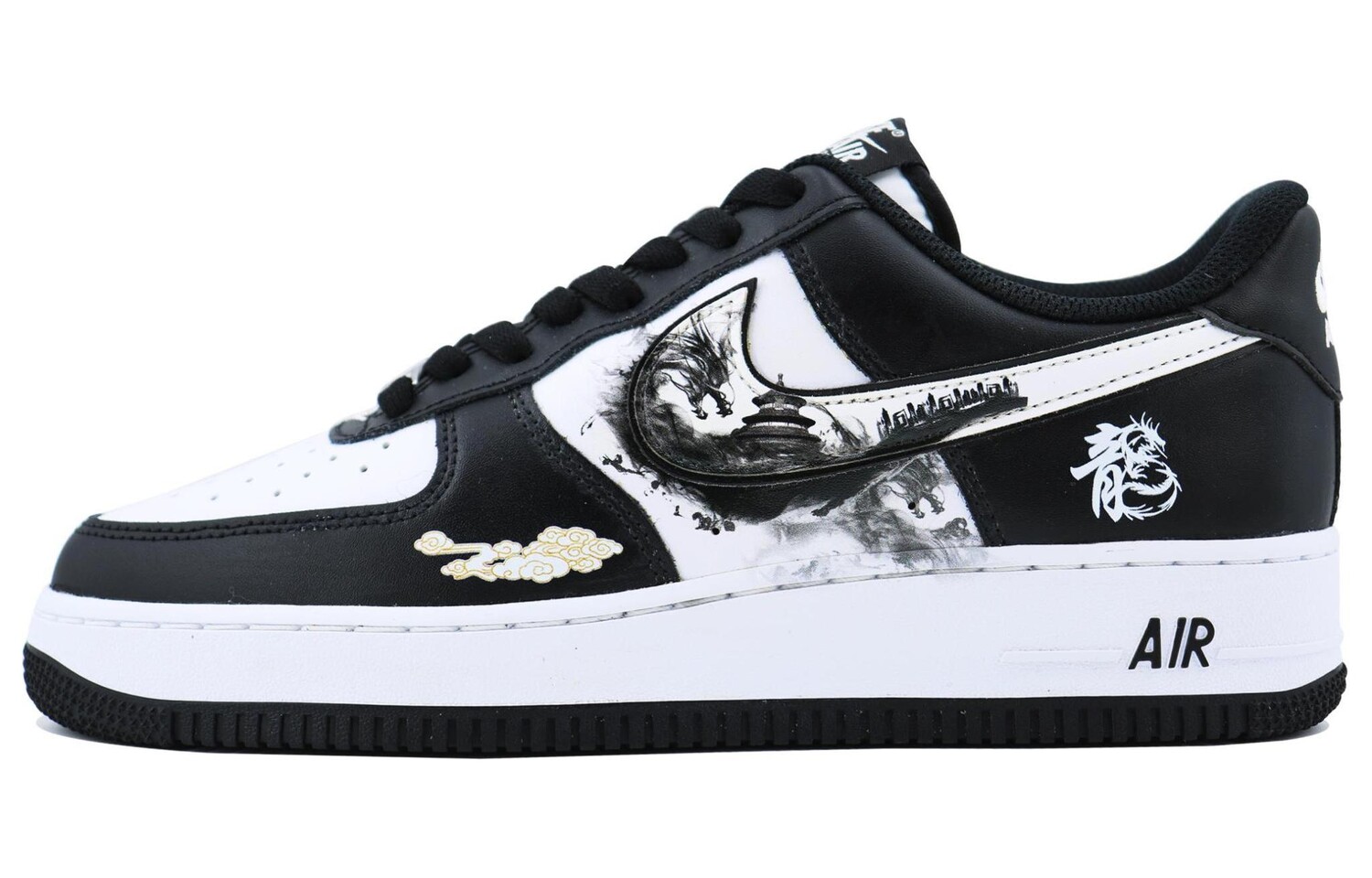 

Кастомизированные кроссовки Nike Air Force 1 Skateboarding Shoes Unisex, черный/белый