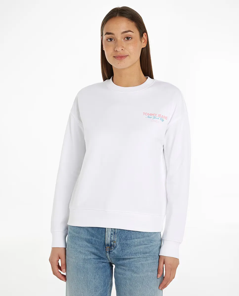 

Женская толстовка с круглым вырезом свободного кроя Tommy Jeans, белый