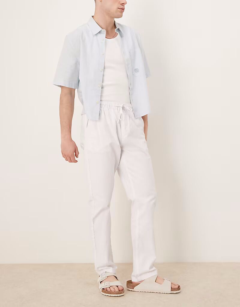 

Узкие брюки из льняной смеси ASOS DESIGN белого цвета