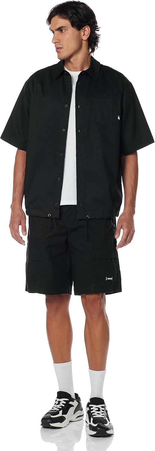 Мужская рубашка Nike Club на пуговицах с коротким рукавом, Black — фото 4