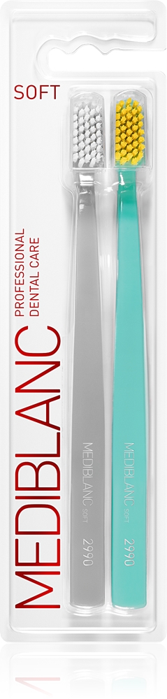 

2990 мягких зубных щеток Mediblanc, grey, blue 2 шт