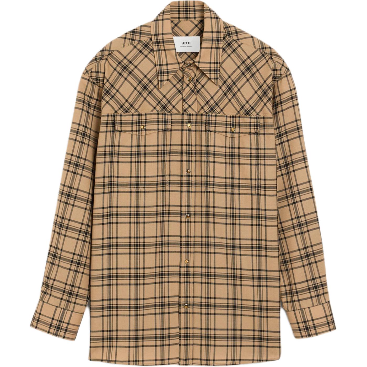 

Рубашка из шерсти в клетку в стиле лесоруба Amiparis, camel
