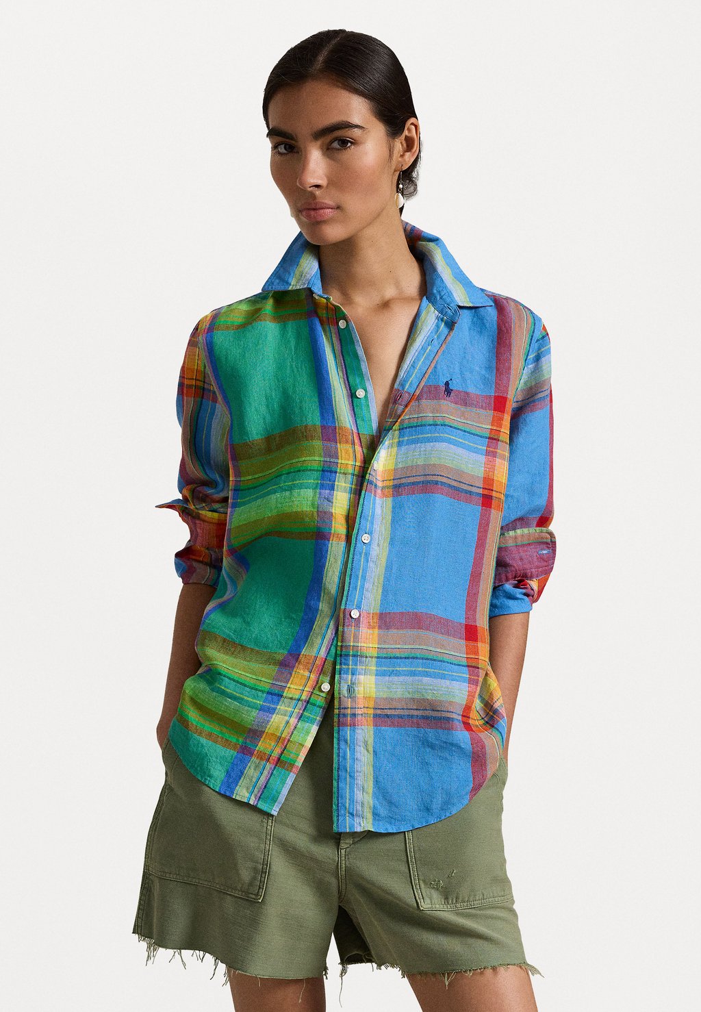 

Рубашка CLASSIC FIT PLAID LINEN SHIRT Polo Ralph Lauren, оранжевый
