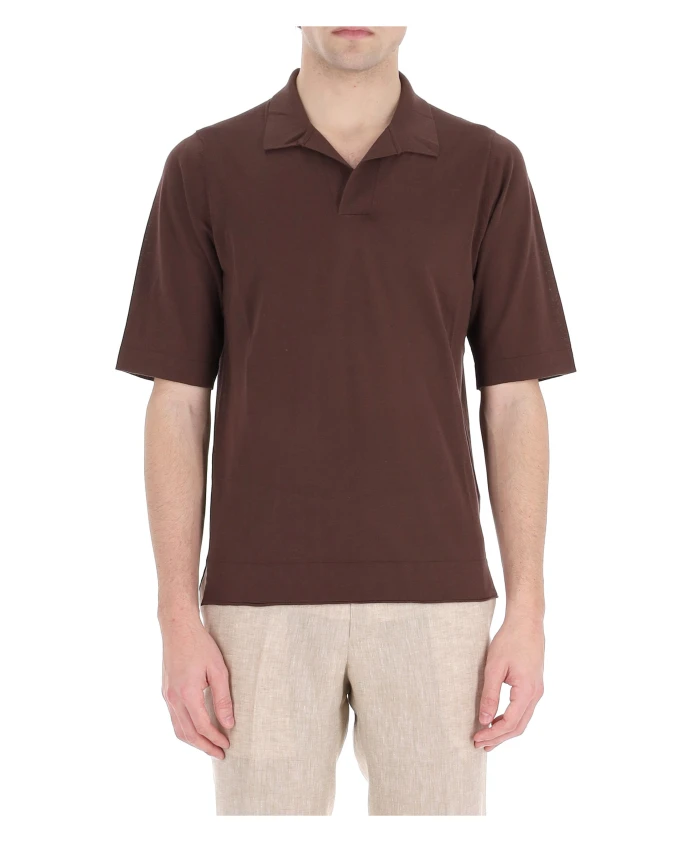 

Коричневая хлопковая рубашка поло, стильная Ballantyne, коричневый