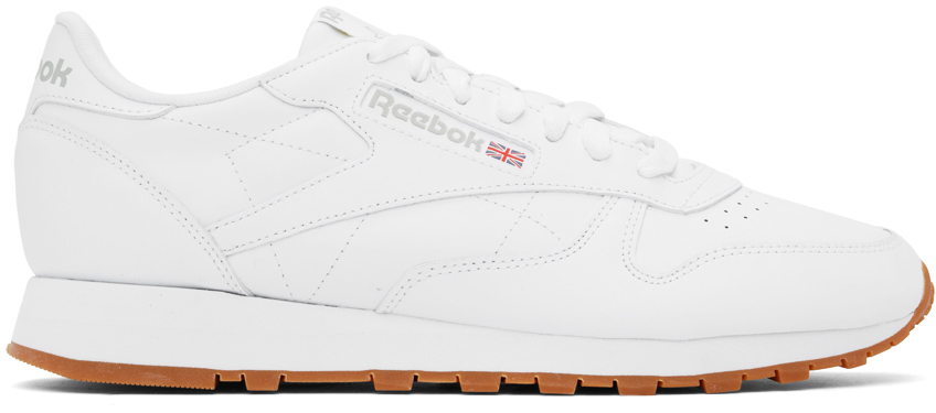

Белые классические кожаные кроссовки Reebok Classics, Ftwwht/Pugry3/Rbkg03