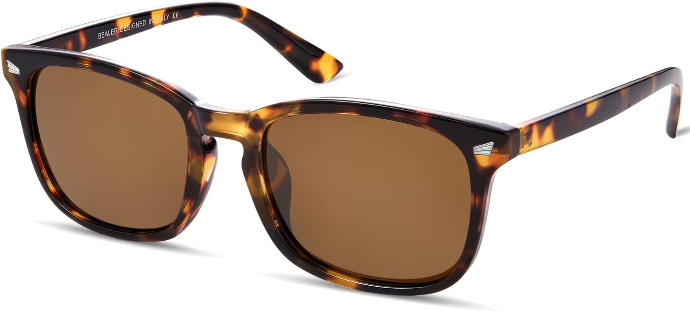 

Женские поляризованные солнцезащитные очки BEALER, модные прямоугольные солнцезащитные очки в классическом ретро-стиле с защитой от УФ-излучения UV400, C4 Tortoise Frame/Brown Lens