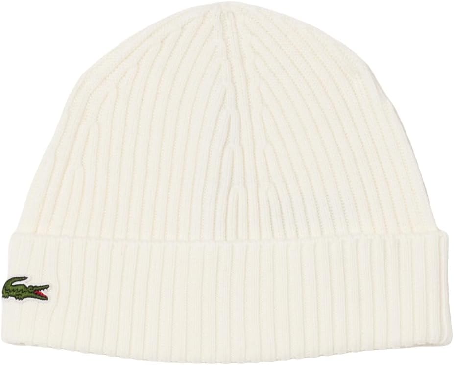 

Lacoste Unisex-Adult вязаная в рубчик шерстяная шапка с начесом, Bone