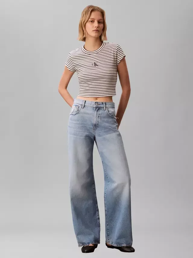 Укороченная футболка в полоску приталенного кроя Calvin Klein, Csw25S K004 3 Black