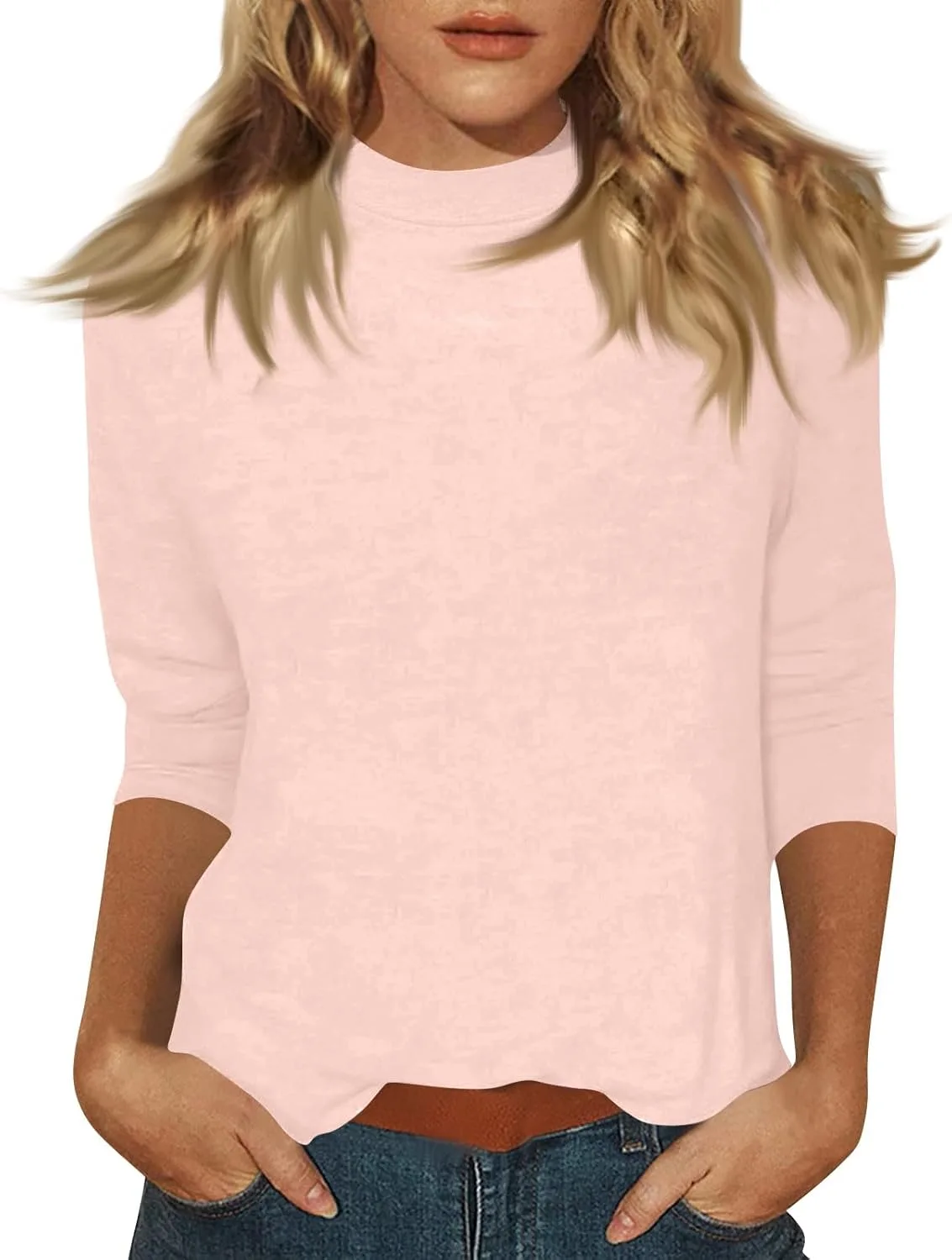 

Женская блузка с 3/4 рукавом и воротником стойкой slqdgmryz