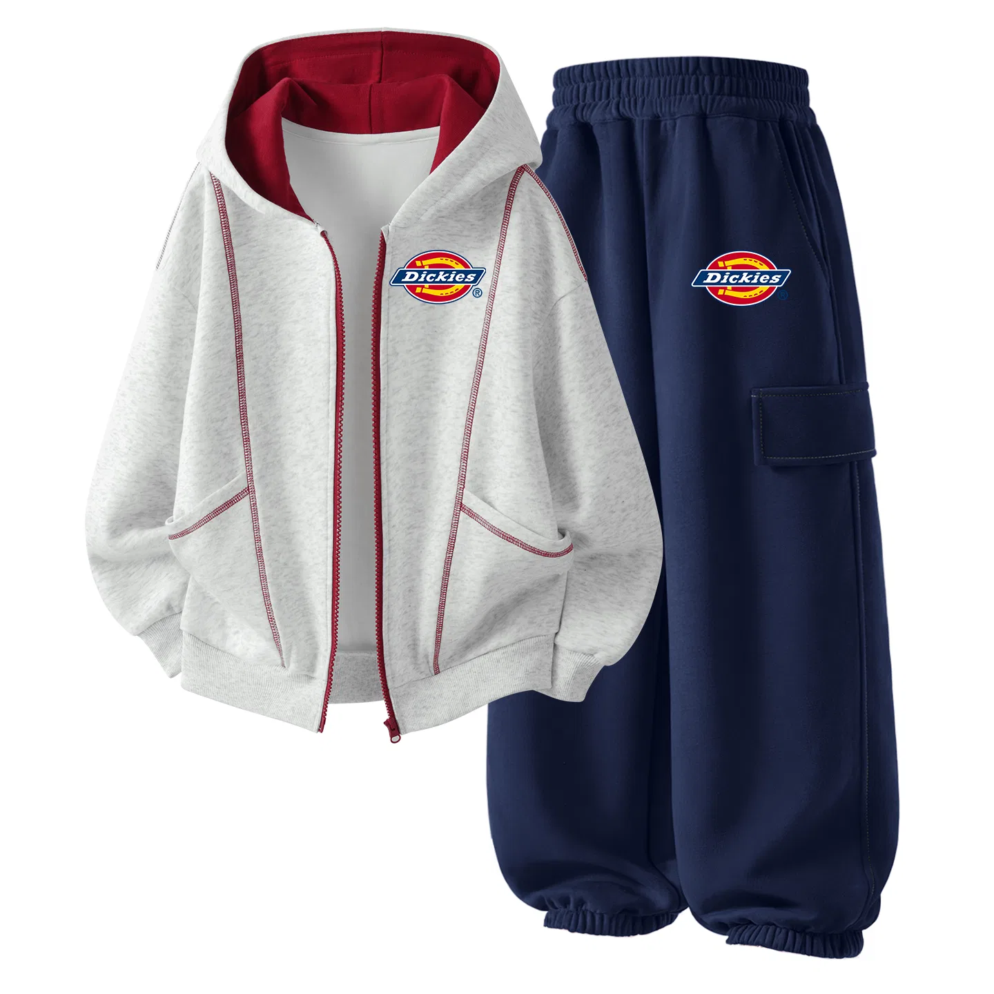 Детский спортивный комплект с логотипом Dickies, Silicone Logo K White Heather Gray+Logo Thick K Navy Blue