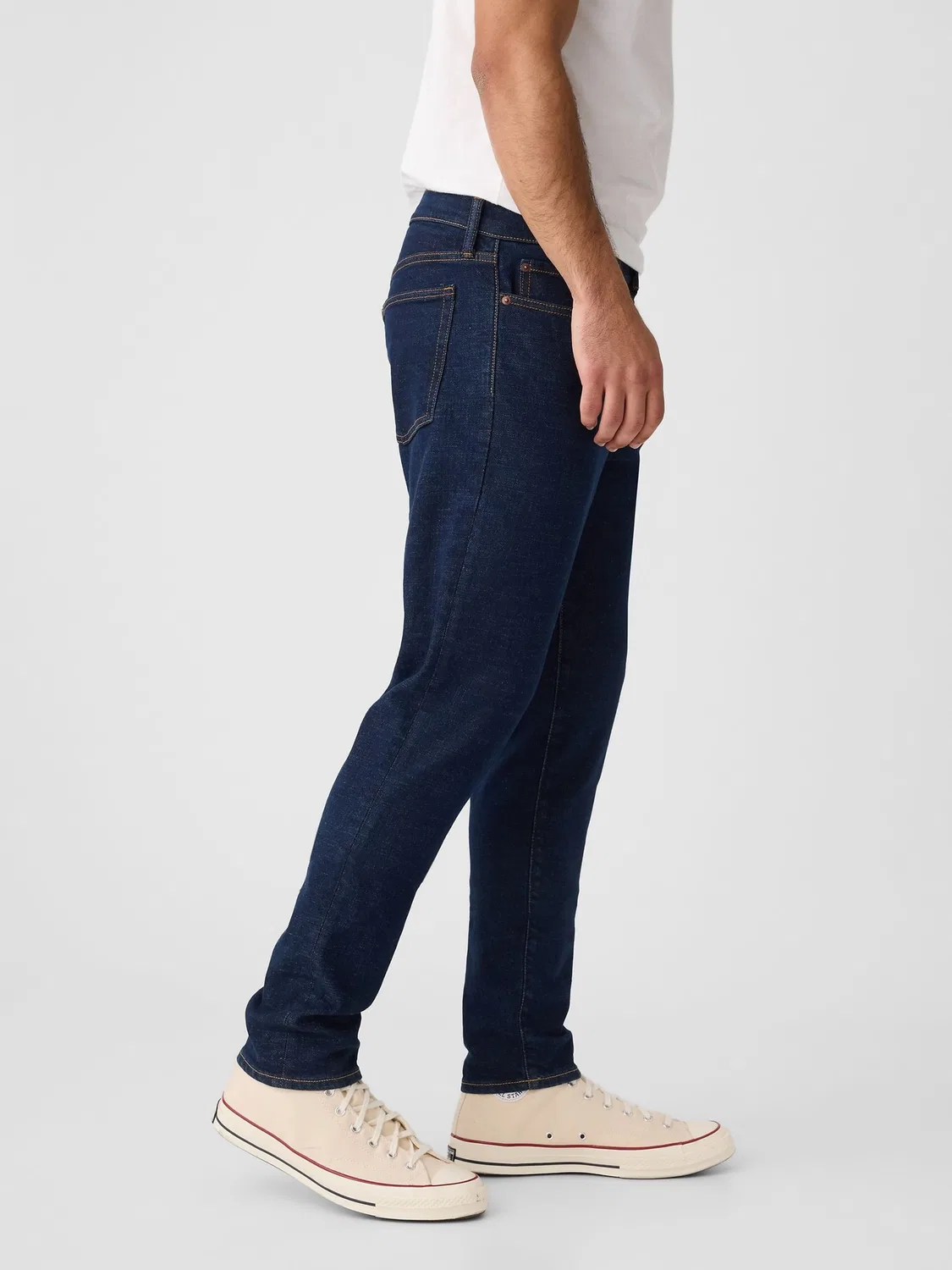 Джинсы зауженные Gap Slim Fit Comfort Stretch, темно-синие — фото 4
