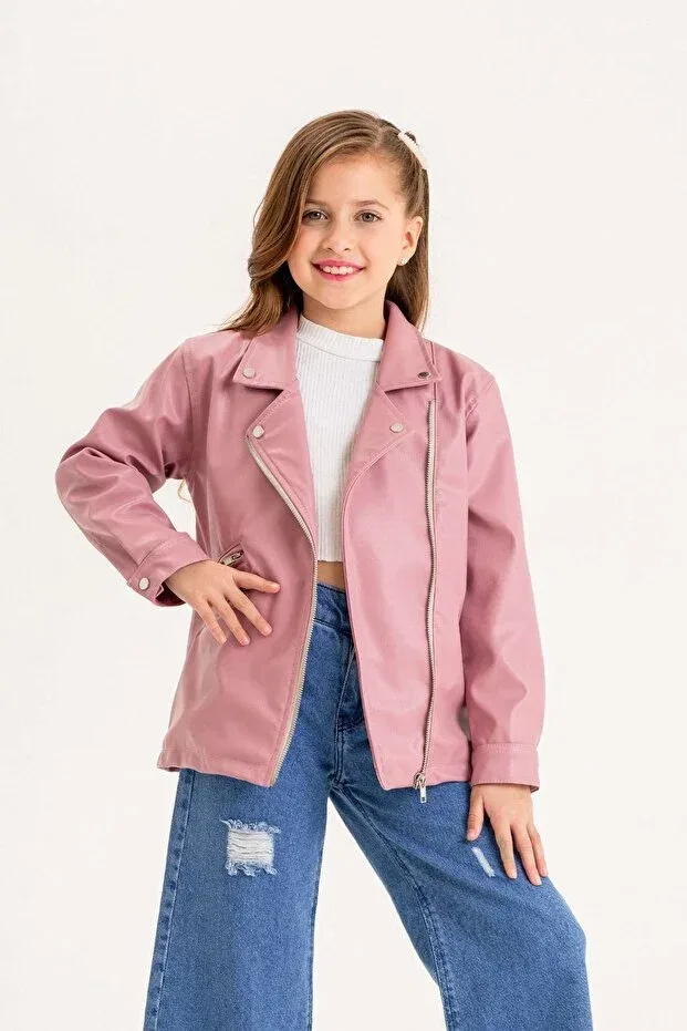 Детская куртка из кожзаменителя с принтом Dazzledkids, Pink — фото 3