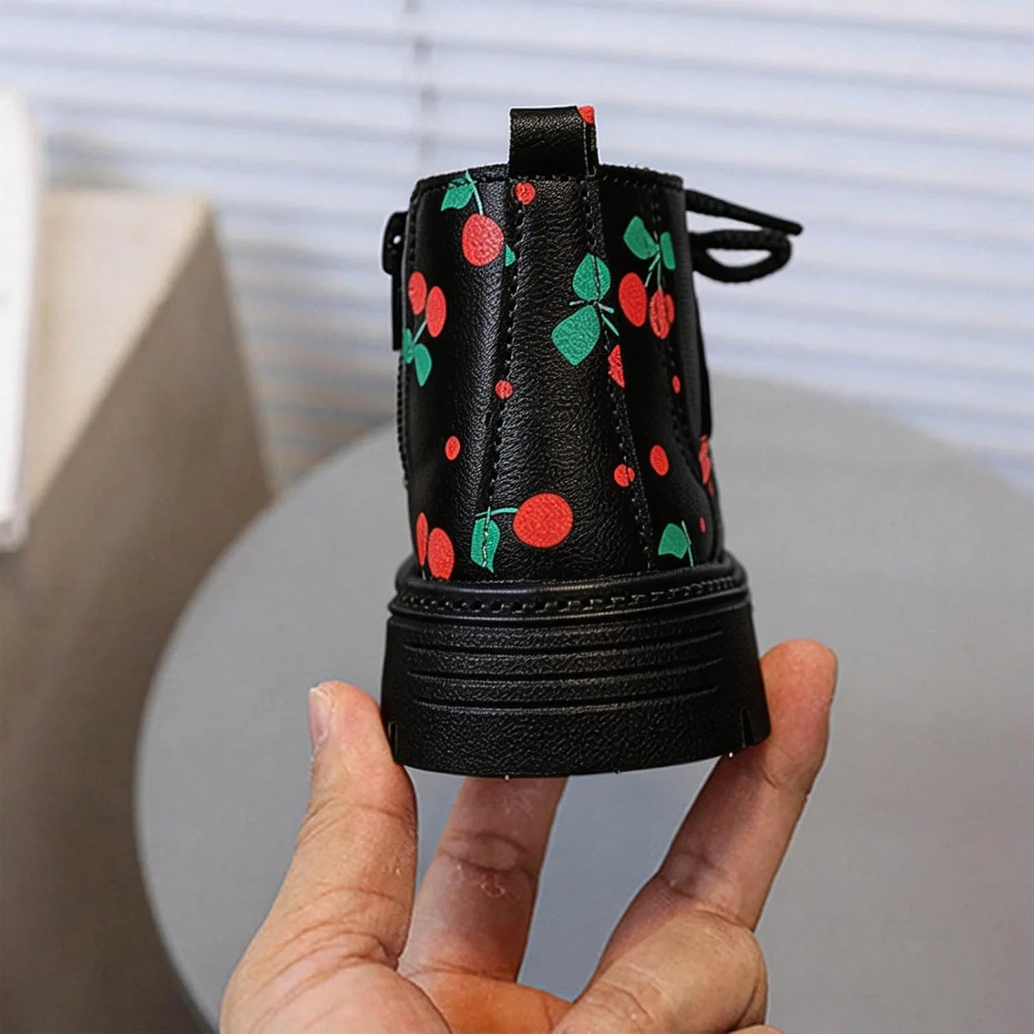 Детские ботинки для девочек с принтом и боковой молнией SHOPESSA, Black — фото 3