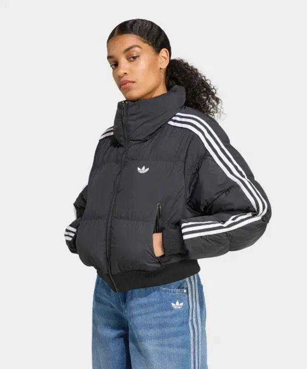 Укороченный пуховик с синтетическим наполнителем, Adidas, черный
