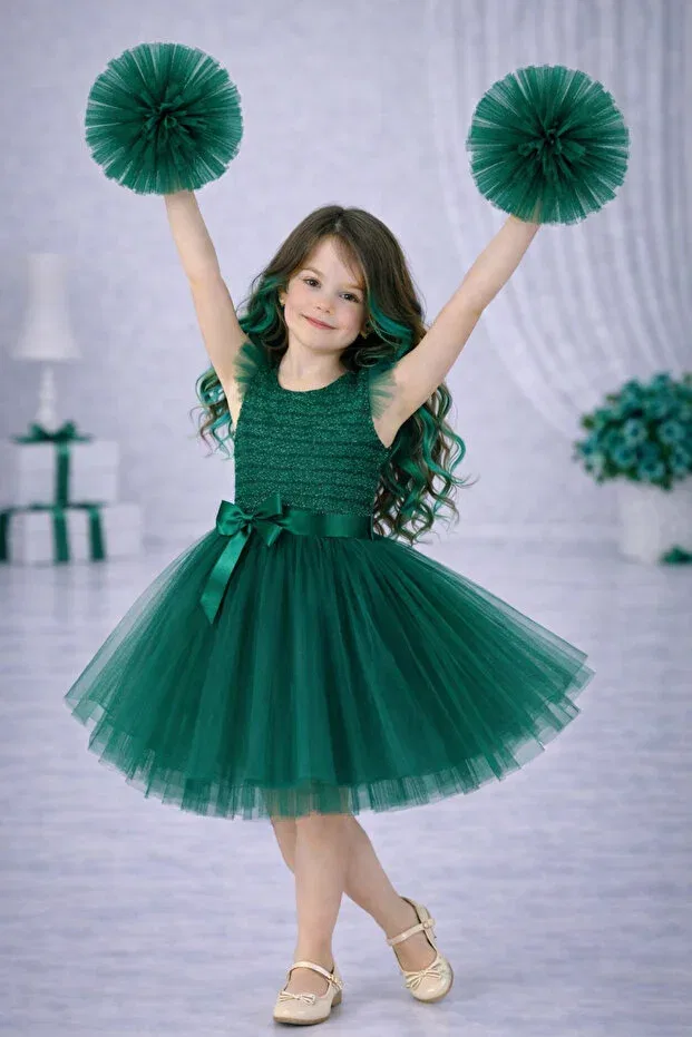 Детское платье для девочек из фатина Party Rumi Kids, Green — фото 3