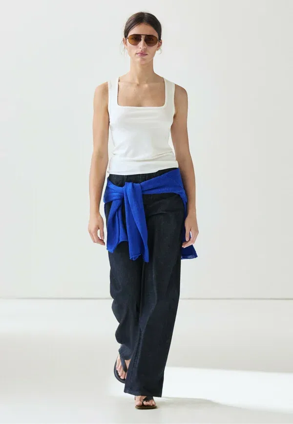 Топ хлопковый Massimo Dutti, white, белый — фото 2
