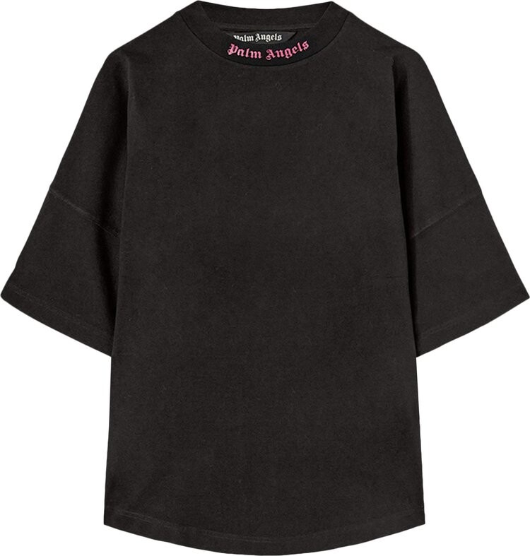 

Футболка Palm Angels Doubled Logo Over Tee 'Black/Fuchsia', черный