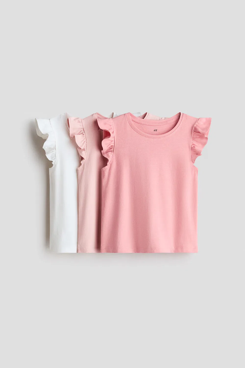 Комплект из 3 рубашек с рукавами-воланами H&M, Rosa/Hellrosa/Cremefarben