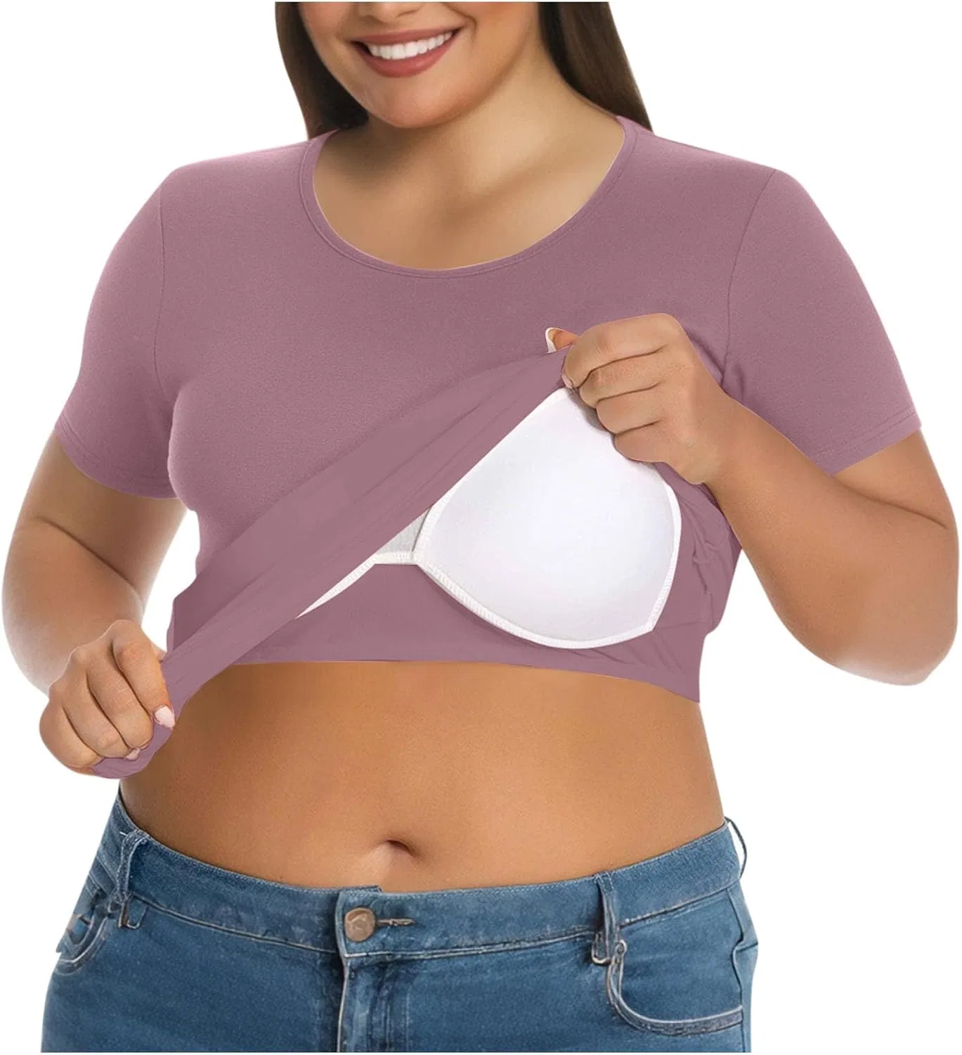 Женская футболка с встроенным бюстгальтером Plus Size, Purple