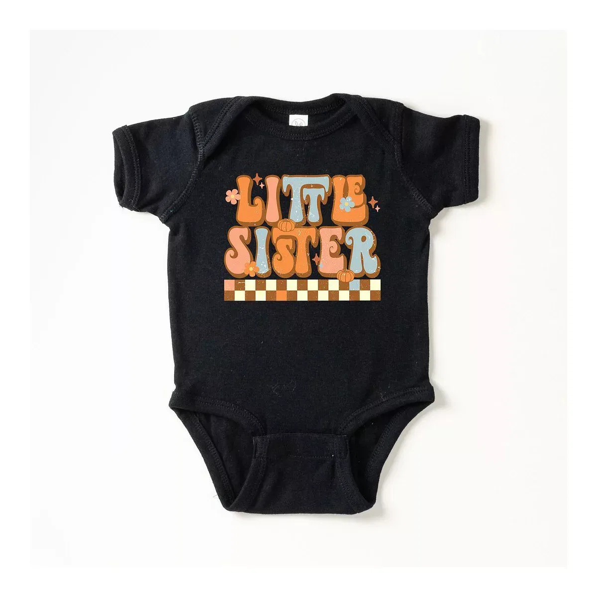 Детский боди-комбинезон с коротким рукавом Little Sister Checkered The Juniper Shop, Black